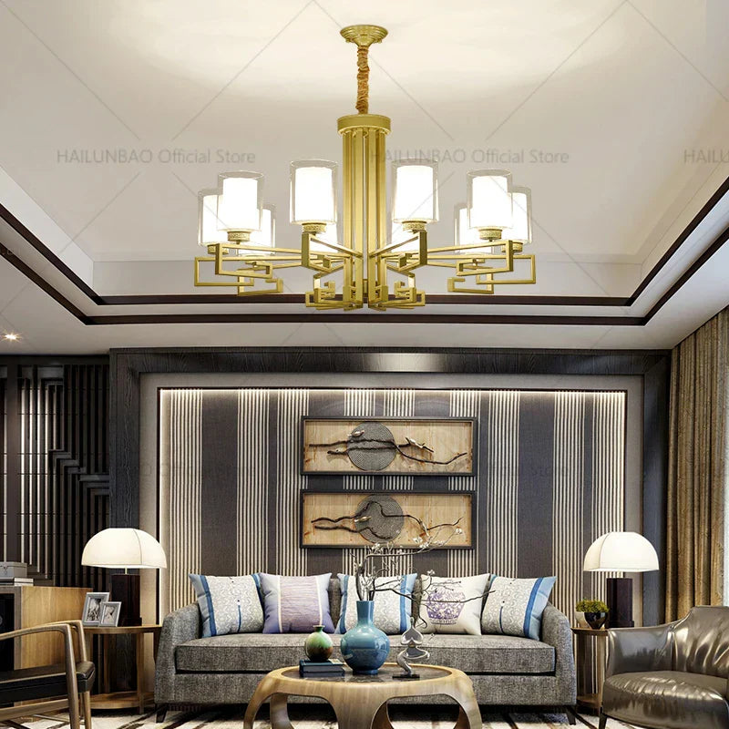 Retro Chinese Chandelier for Living Room Dining Bedroom Modern Villa Duplex