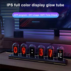 RGB LED Tube Clock Nightlight for Home Decor and Desktop, Silent Digital Watch