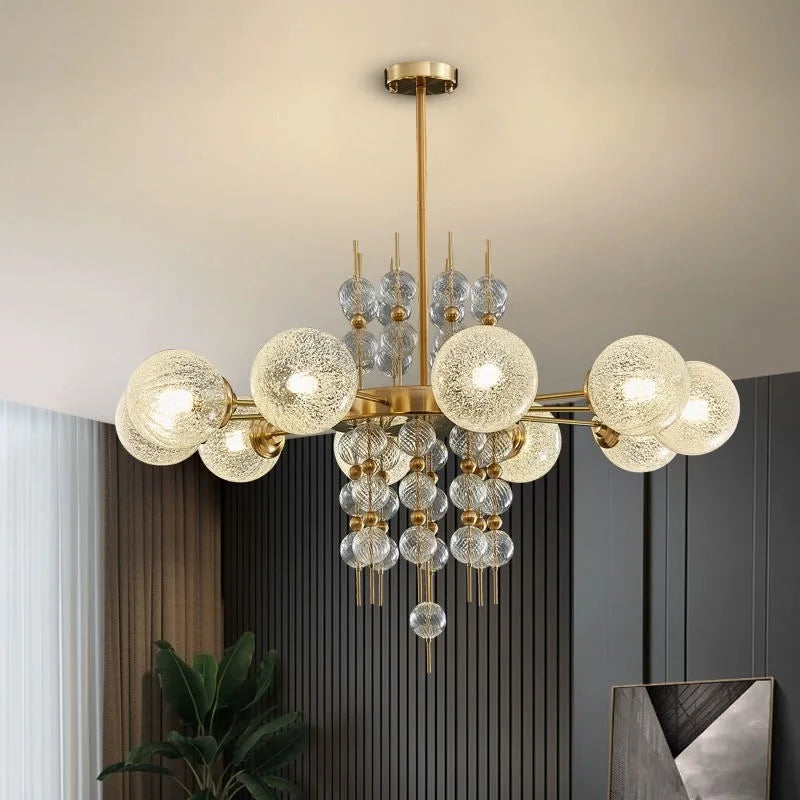 Glass Ball LED Pendant Light: Modern Chandelier for Living Room Kitchen Island