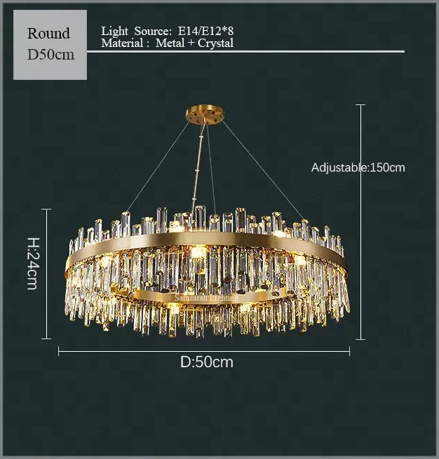 Crystal LED Oval Chandelier for Dining Room Lighting