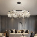 Crystal Circle LED Chandelier for Modern Luxury Living Room Decor