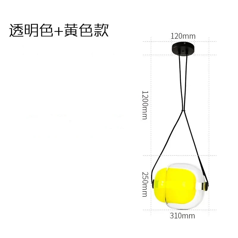 Czech Glass Capsule Pendant Light for Colorful LED Restaurant Bar Chandelier