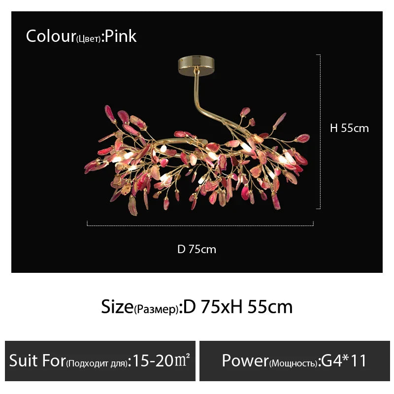 Agate Branch Chandelier - Nordic Glass LED Globe for Bedroom, Kitchen, Dining Room