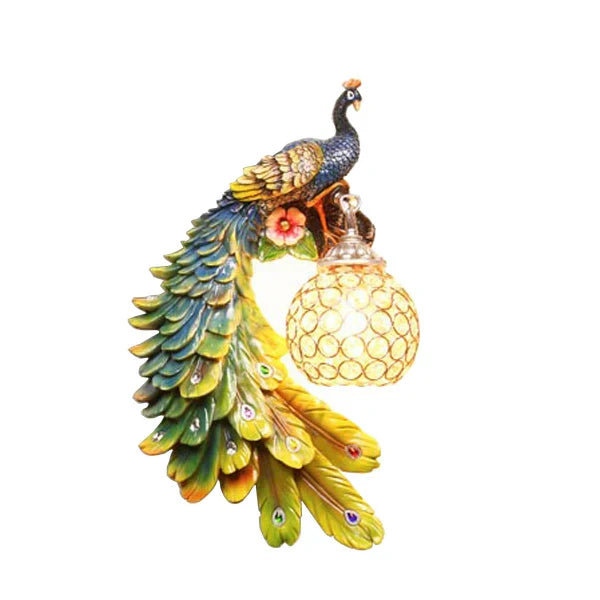 Peacock Resin Wall Lamp: Nordic Style LED Light for Bedroom, Living Room, Staircase