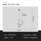 Luxury Copper Acrylic Flower Pendant Light for Home and Cafe Decor