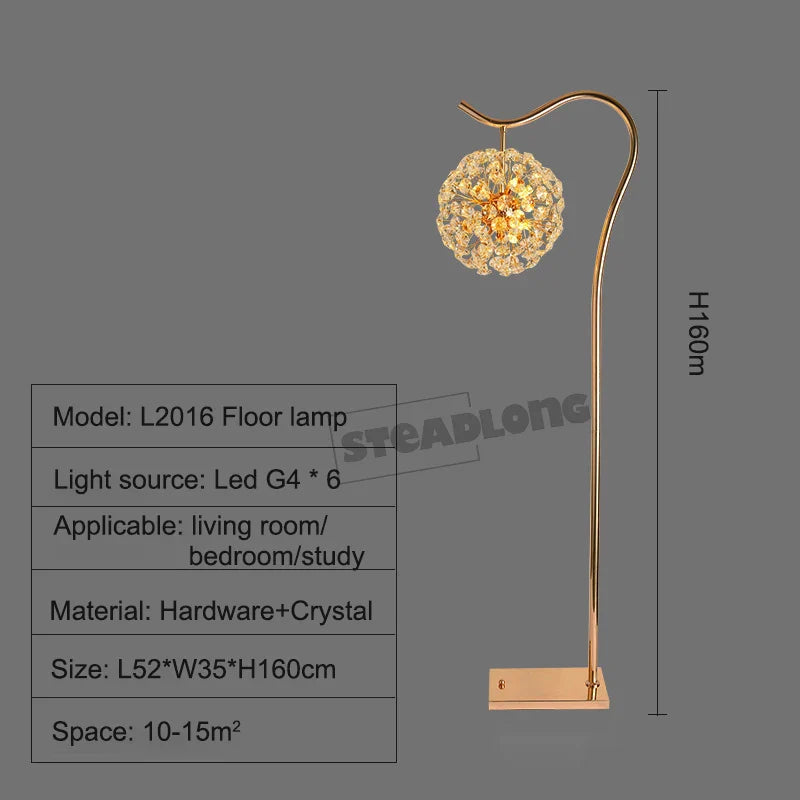 LED Sunflower Crystal Floor Lamp for Home Decor in Living Room or Bedroom