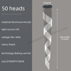 Loft Black Chandelier: Acrylic Villa Ceiling Lamp for Living Room & Staircase