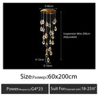 Diamond Crystal Chandelier Staircase LED Golden Large Living Room Hall Lighting