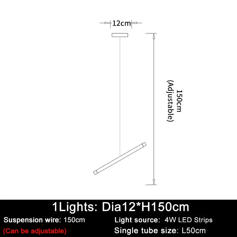 Modern Tube Design LED Chandelier - Gold/Chrome/Black Luxury Home Decor & Kitchen Lighting