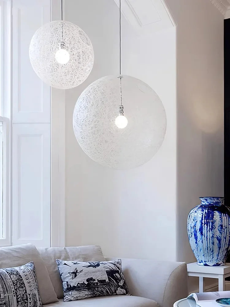Hemp Rattan Sphere Pendant Lights for Home Decor & Lighting