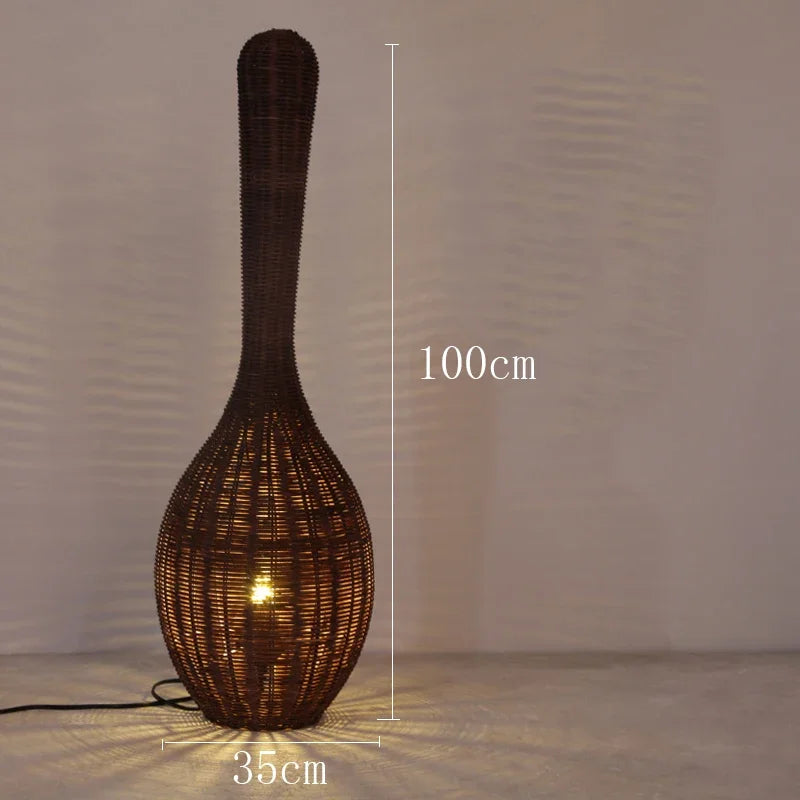 Bamboo Floor Lamp: Unique Rattan Light for Living Room, Bedroom, Teahouse Decor
