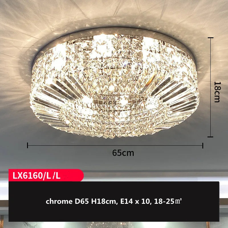 Luxury Crystal LED Ceiling Light for Bedroom & Living Room