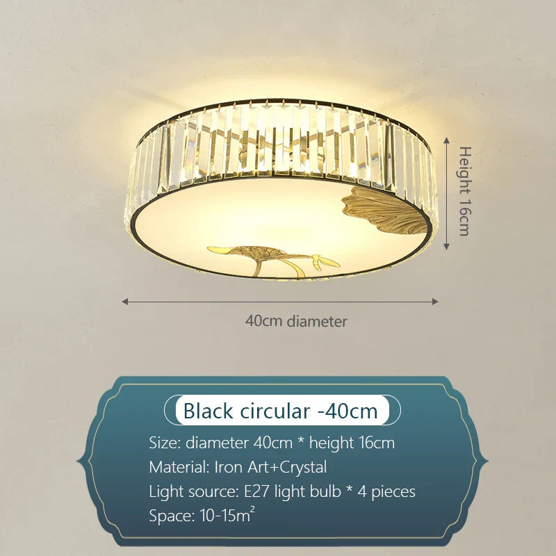 Crystal Chinese Style Ceiling Light for Living Room and Bedroom