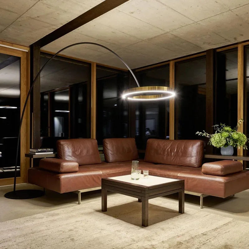 Nordic Ring LED Floor Lamp - Modern Loft Standing Light for Home Decor