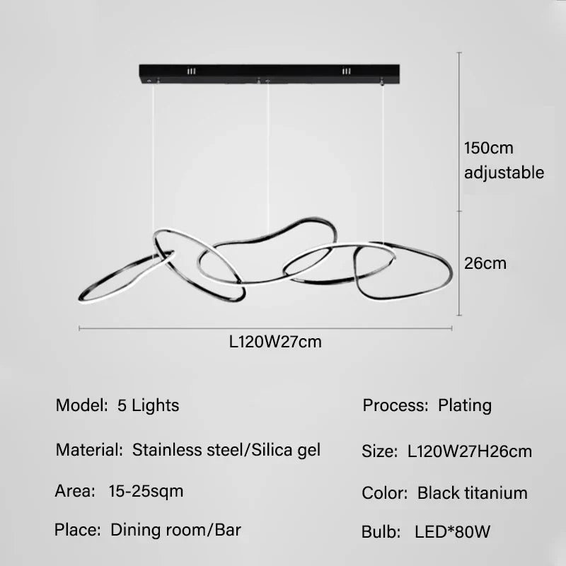 Luxury Steel Pendant Chandelier Dimmable LED Luminarias