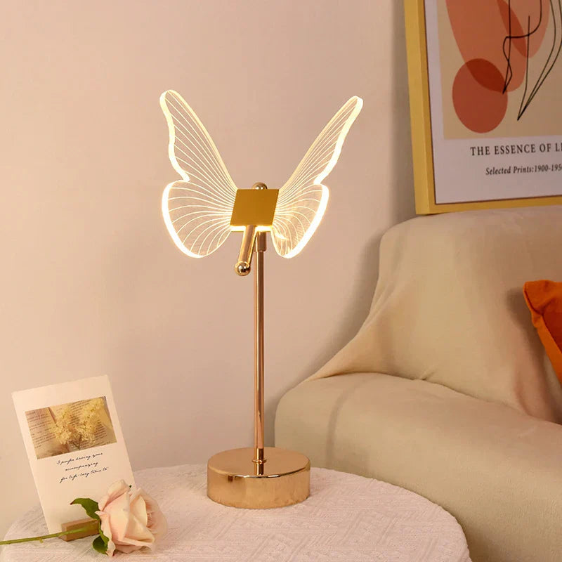 Butterfly Gold Acrylic LED Desk Lamp for Artful Living Room Night Light