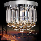 Crystal Round Ceiling Lights: Champagne/Clear Stainless Steel Design for Luxe Spaces