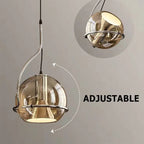 Amber Glass Pendant Light: Industrial Adjustable Angle Chandelier for Kitchen Bedroom Hallway