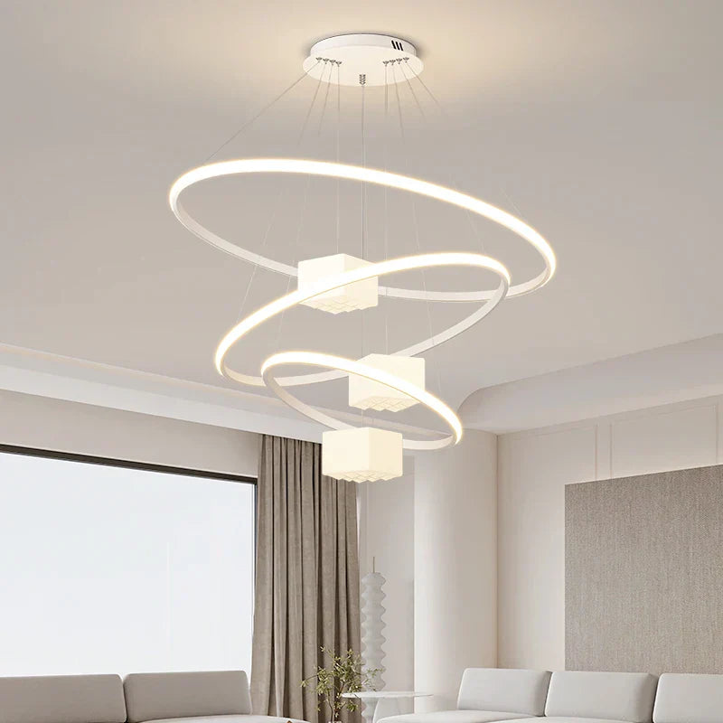 LED Chandelier: Modern White Hanging Light for Living Room Kitchen, Indoor Decor Lamps