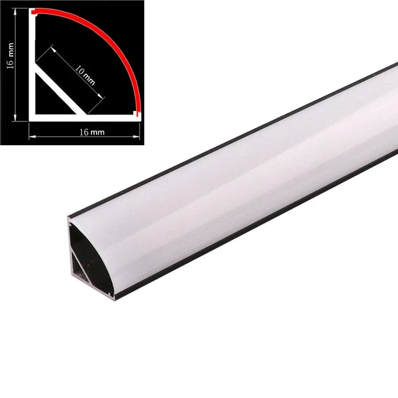 V-Type Black Aluminum Profile with Milky Cover - LED Channel for Wall Decor