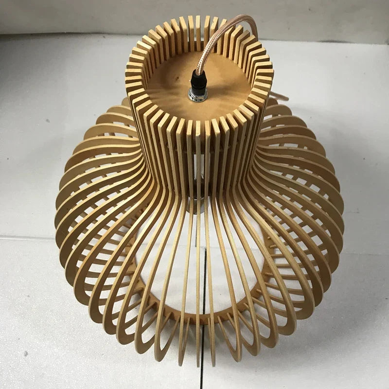 Nordic Wooden Birdcage Pendant Light for Living Room