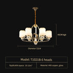 Chinese Natural Jade All Copper Chandelier for Luxury Living Room Villa