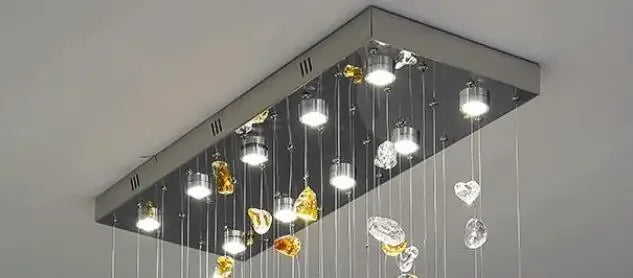 Crystal Dining Chandelier: Elegant Stone Decorative Lighting for Living Room
