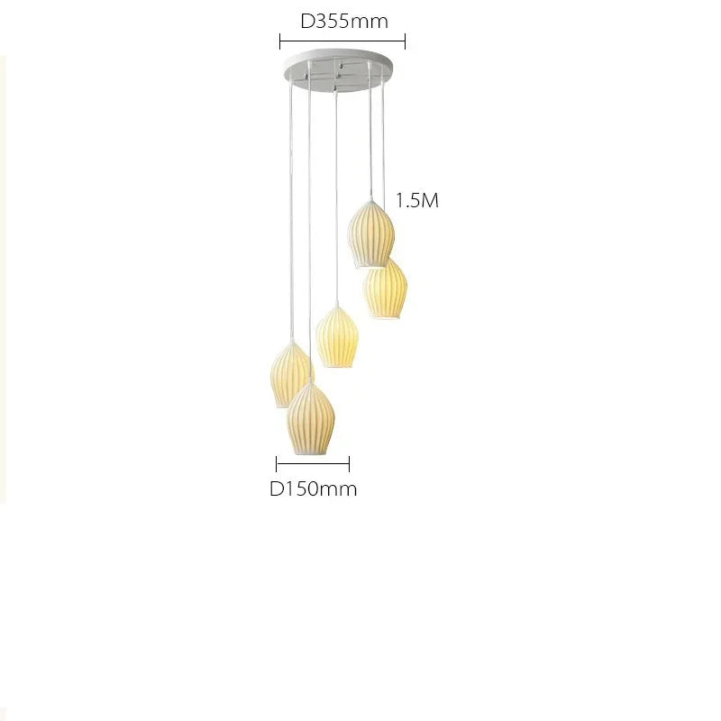 Elegance Ribbed Ceramic Pendant Lights for Dining Island, Living Room
