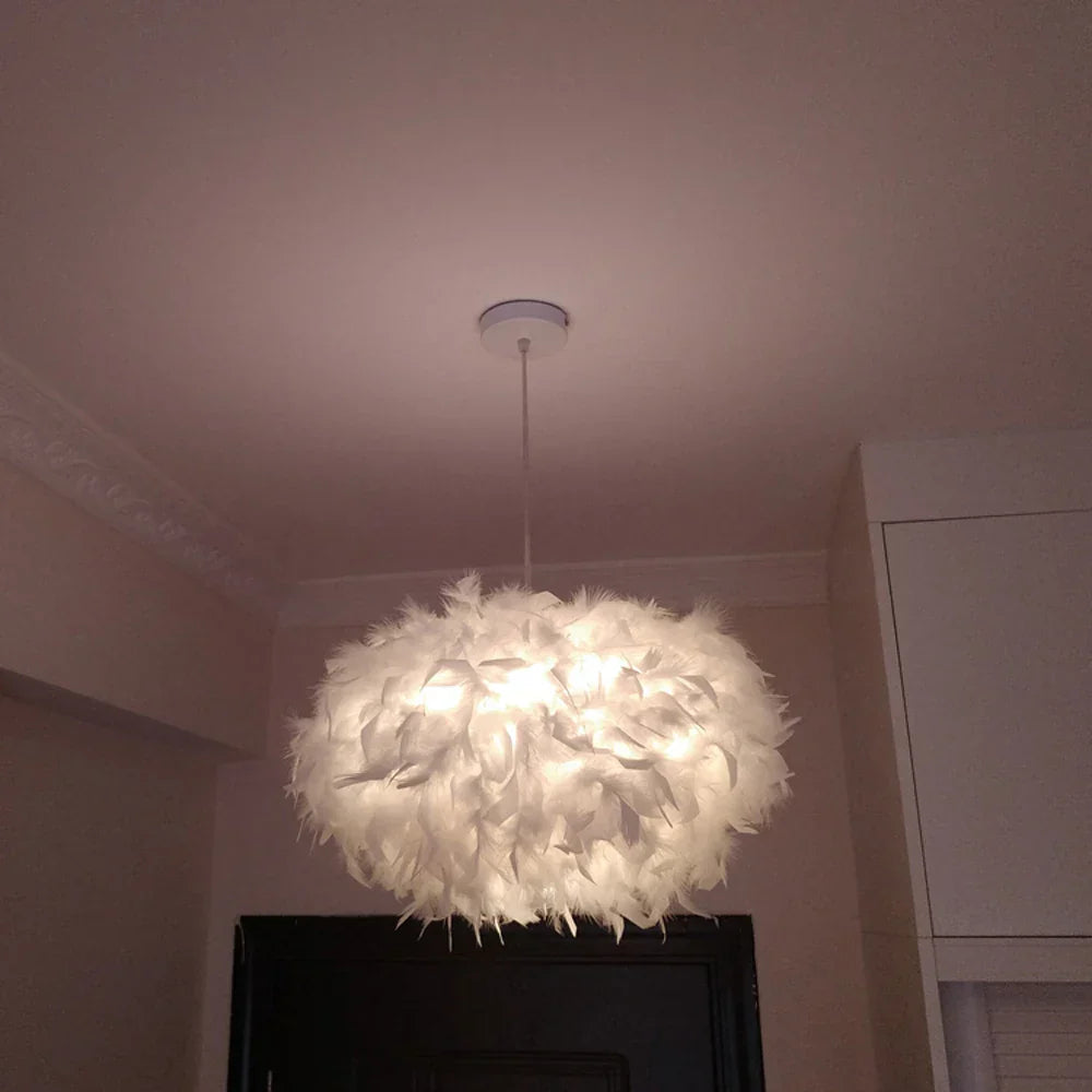 Feather Pendant LED Chandelier - Modern Bedroom Study Room Decoration