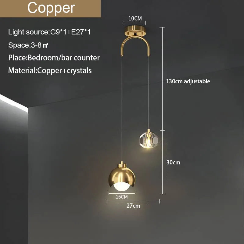 Crystal Round Chandelier: Luxury Modern Nordic Master Bedroom Pendant Lamp