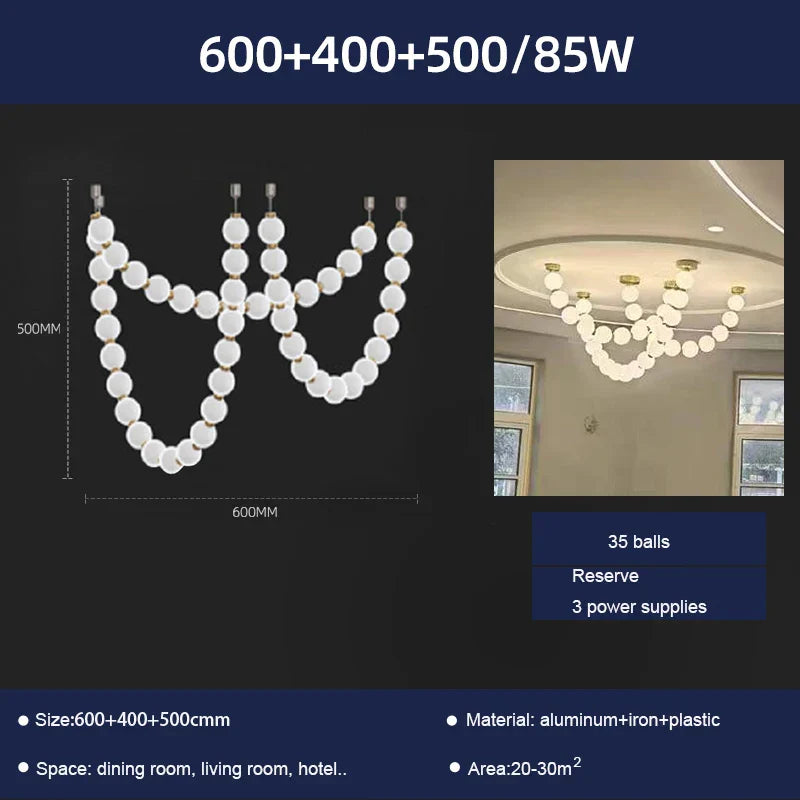 Pear Necklace Chandelier: Luxury Pendant Light Fixture for Living & Dining Rooms