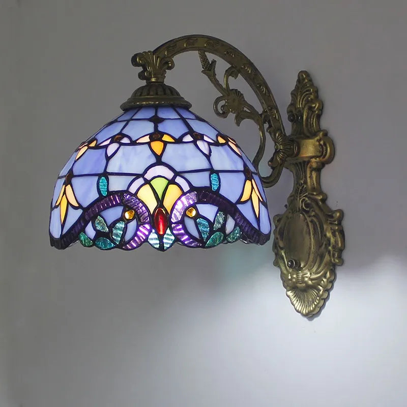 Tiffany Glass Wall Lamp Colorful Art Light for Living Room Bedroom Aesthetic Decor