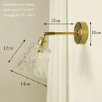 Brass Mirror Wall Sconce with Glass Shade for Bedroom and Living Room