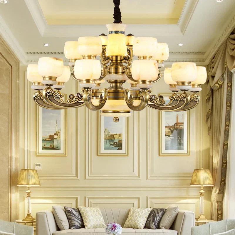 Luxury Copper Marble Chandelier: Brighten Your Home with Elegant Chinese Wind Style
