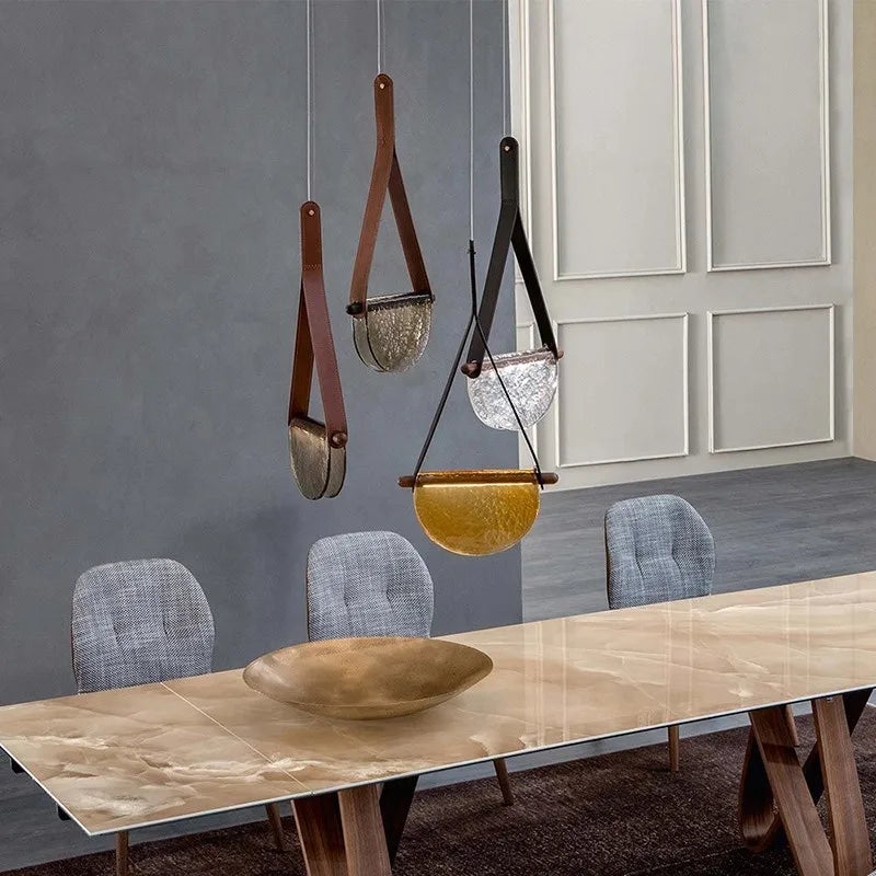 Modern Gray Amber Clear Glass Pendant Lamp for Bedroom Living Room