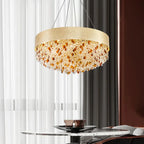 Crystal Chandelier: Modern Circular Design for Living Room, Lobby, Kitchen Island.