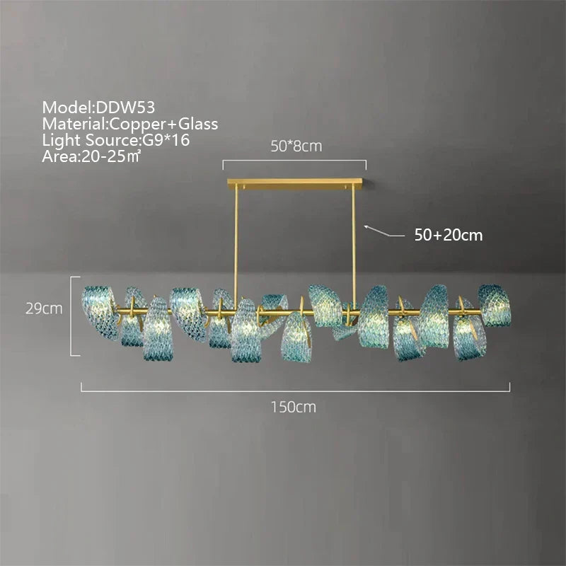 Peacock Leaf LED Copper Ceiling Chandelier for Living Room Décor