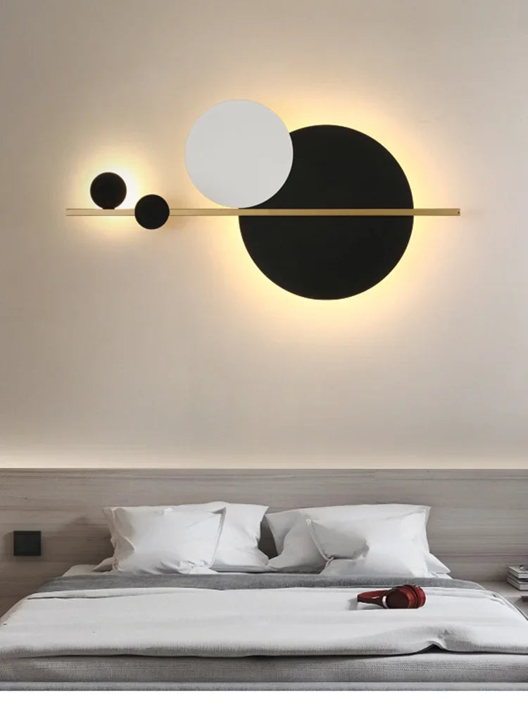 Nordic Black-White Warm Light Bedroom Wall Lamp