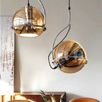 Amber Glass Pendant Light: Industrial Adjustable Angle Chandelier for Kitchen Bedroom Hallway