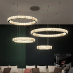 Luxury Steel Crystal Chandelier Dimmable LED Pendant Lights with Remote Control