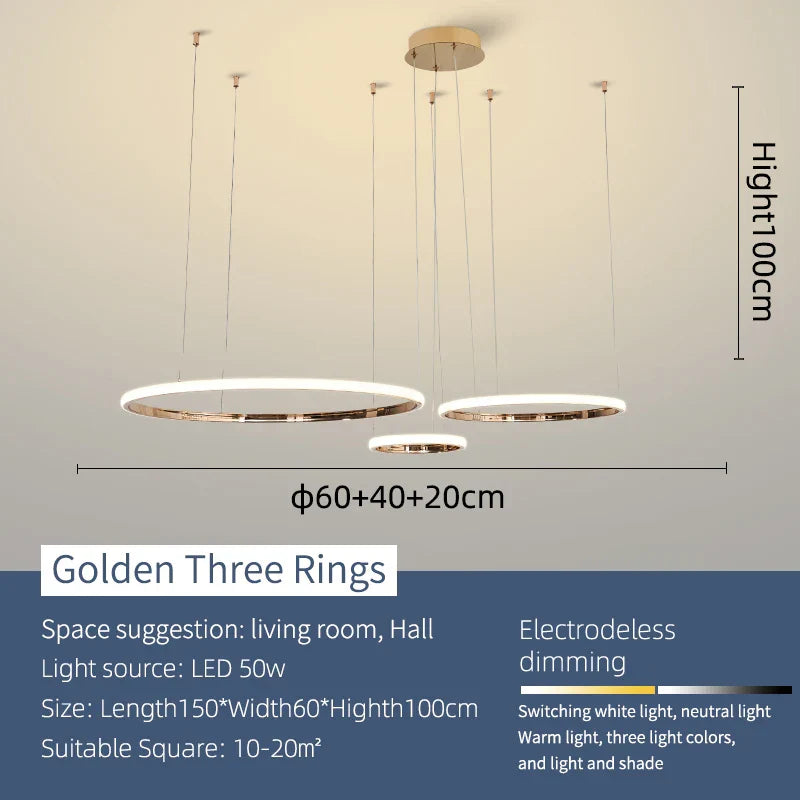 Modern LED Pendant Lights Chrome/Gold Plated for Dining Living Kitchen