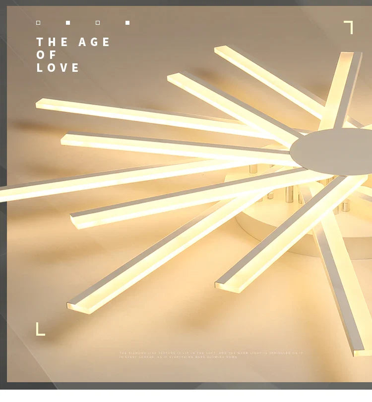 Flower Acrylic Chandelier, Indoor Living Room Bedroom Lamp, Gold Black White Glass