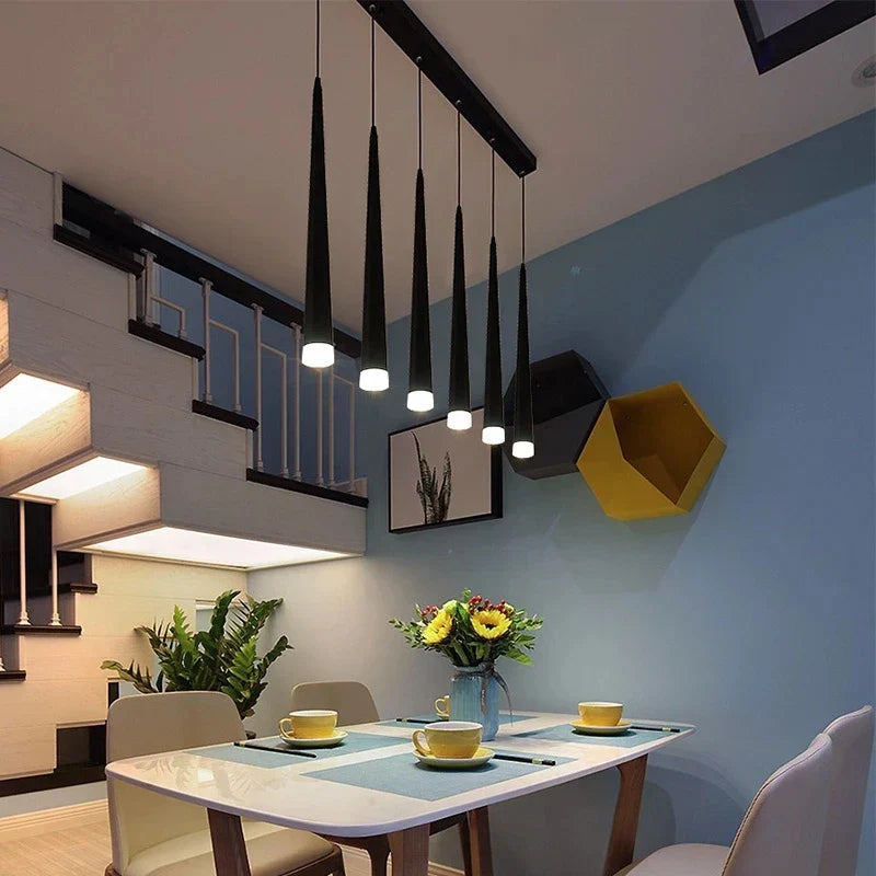 Modern Black LED Ceiling Chandelier for Stylish Staircase and Living Room Lighting