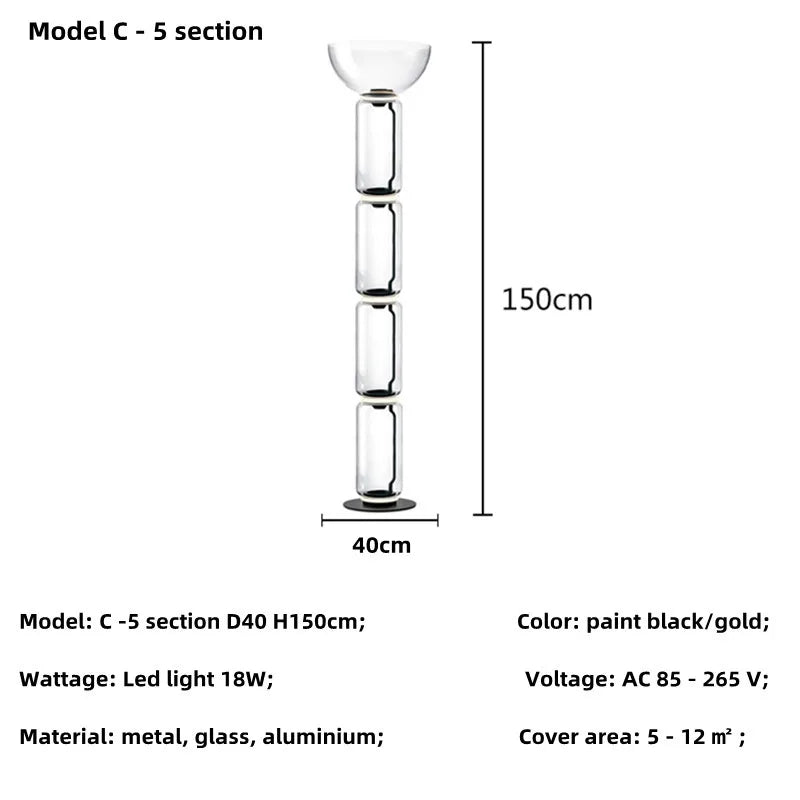Glass Shade LED Floor Lamp - Modern Nordic Minimalist Design for Home Decor