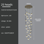Crystal Modern Chandelier for Living Room Luxury Loft LED Lighting Staircase Chandelier