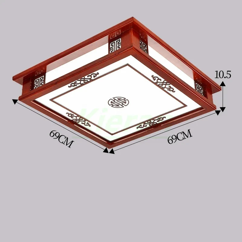 Solid Wood LED Ceiling Lamp, Nordic Modern Design, Hollow Carved, Living Room Bedroom Decor