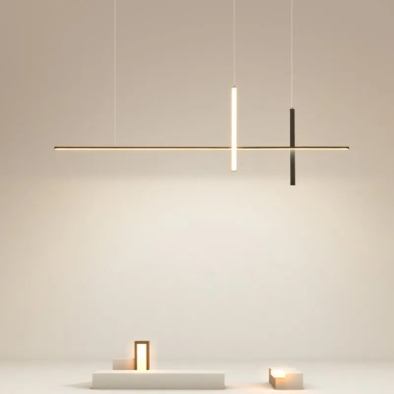 Minimalist Dimmable Black LED Chandelier for Dining Room Kitchen Bar - Modern Pendant Light