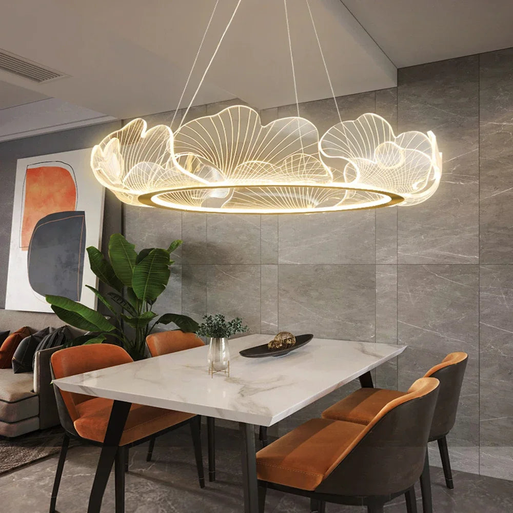 LED Lotus Leaf Ring Ceiling Chandelier by - Modern Living Room Dining Pendant Light