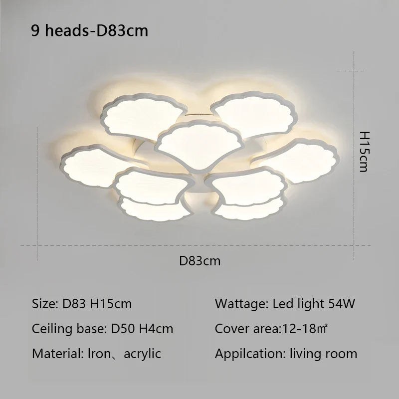 Ginkgo Biloba LED Ceiling Lamp Dimmable Minimalist Modern Indoor Light Fixtures