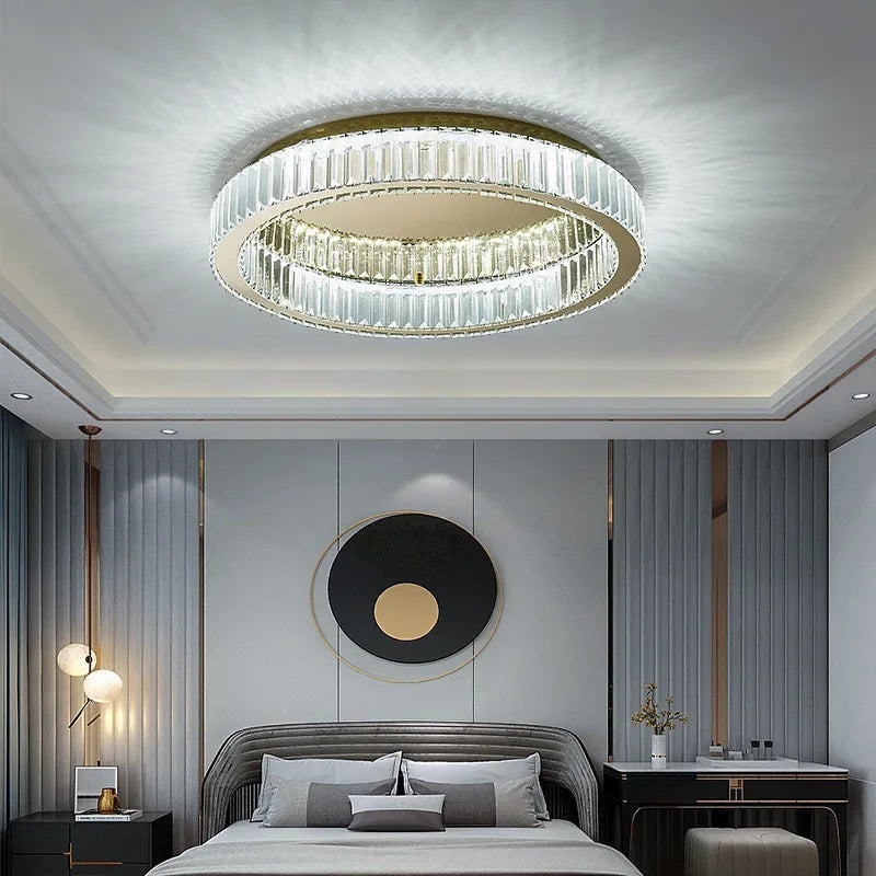 Crystal Circle Chandelier: Modern Nordic LED Ceiling Lamp for Living Room, Bedroom, Study